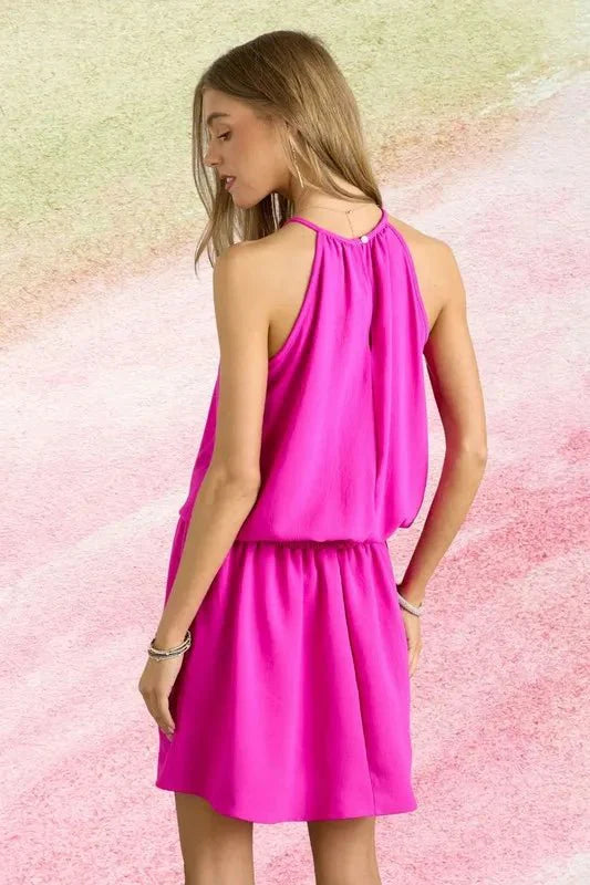 Trendsi ADORA Halter Neck Smocking Waist Dress for Women - Apparel & Accessories Clothing