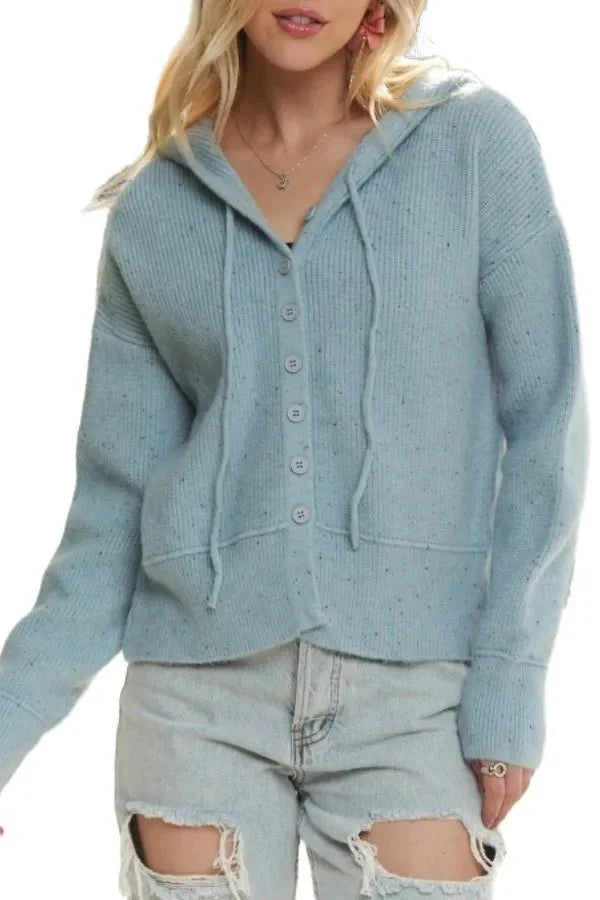 Trendsi ADORA Hoodie Sweater Cardigan - Relaxed Fit with Ribbed Cuffs