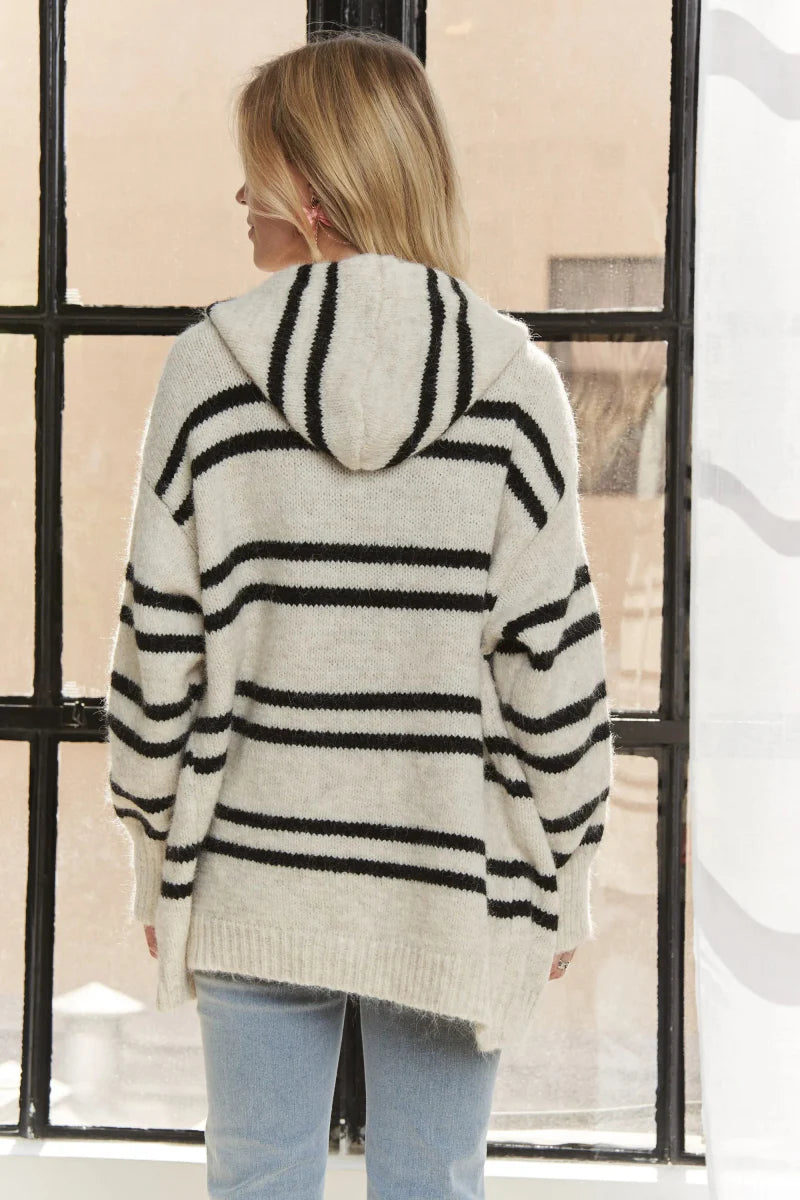 Trendsi ADORA Horizontal Stripe Cardigan Ivory S/M