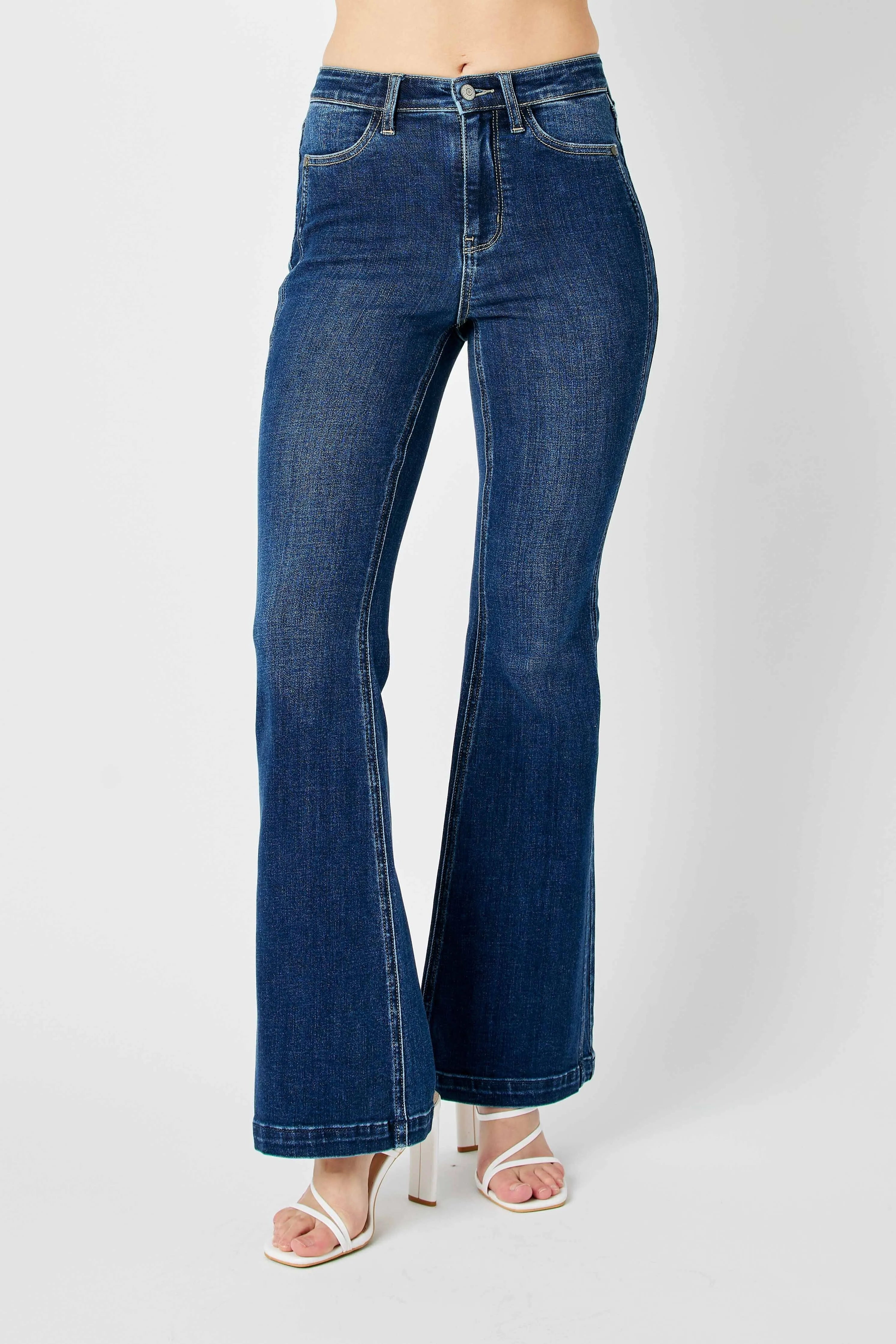 Judy Blue High Waist Flare Jeans Plus Size Angled Side Seam