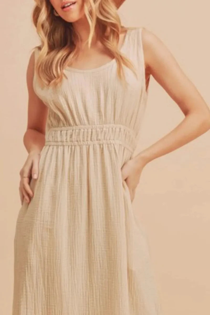 Trendsi Aemi + Co Women's Sleeveless Tank Dress - Side Slit, Round Neck, Casual Apparel