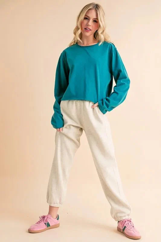 Trendsi Aemi+Co Heather Bone Joggers Small Drawstring Waist