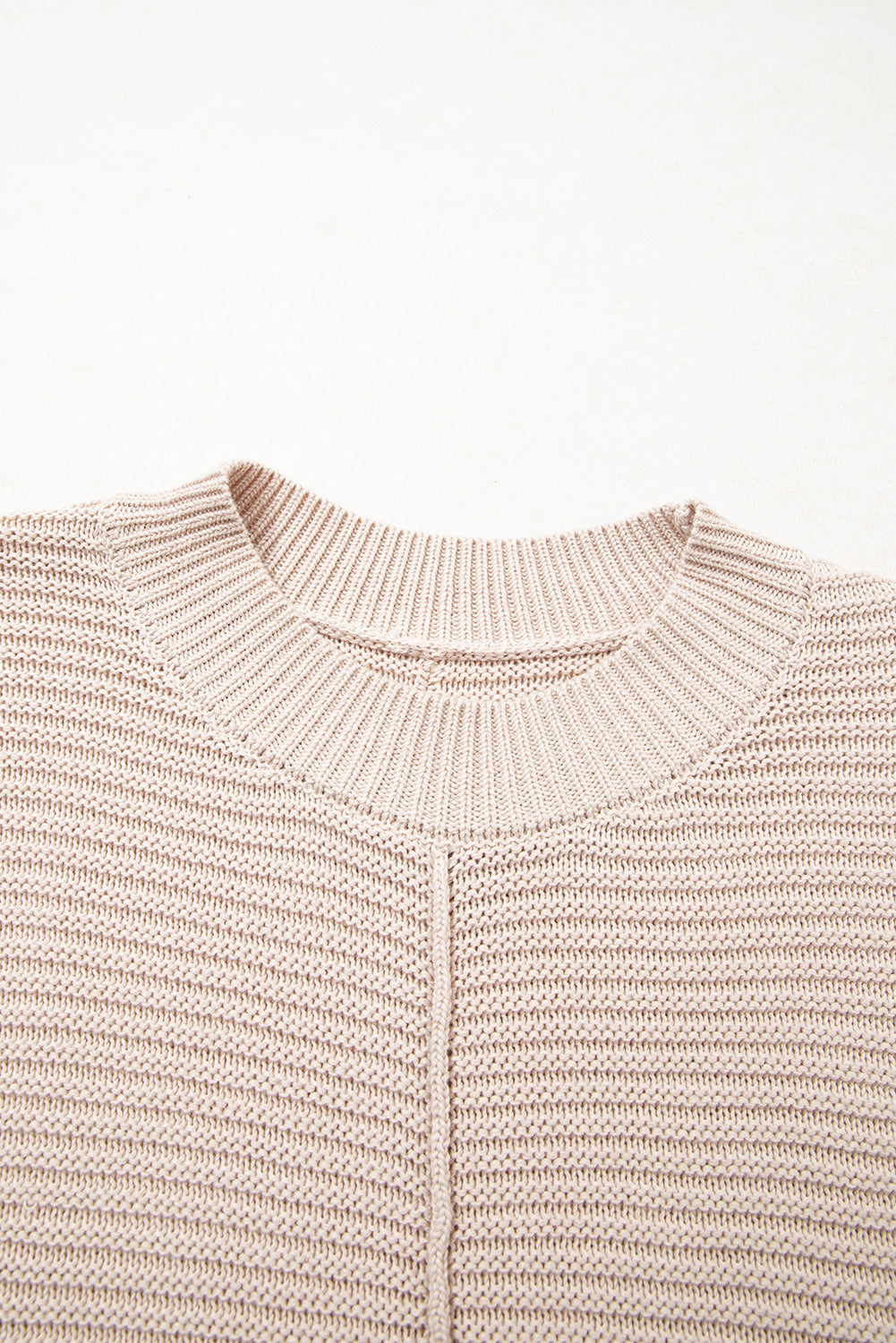 Premium Parchment Mixed Texture Patchwork Knitted Puff Sleeve Sweater