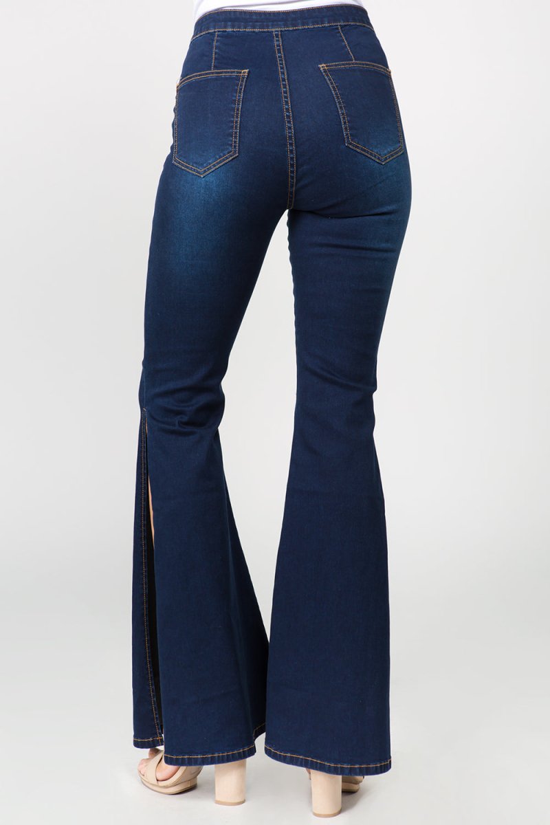 Trendsi American Bazi Side Slit Flare Jeans - Trendy Style Denim for Women