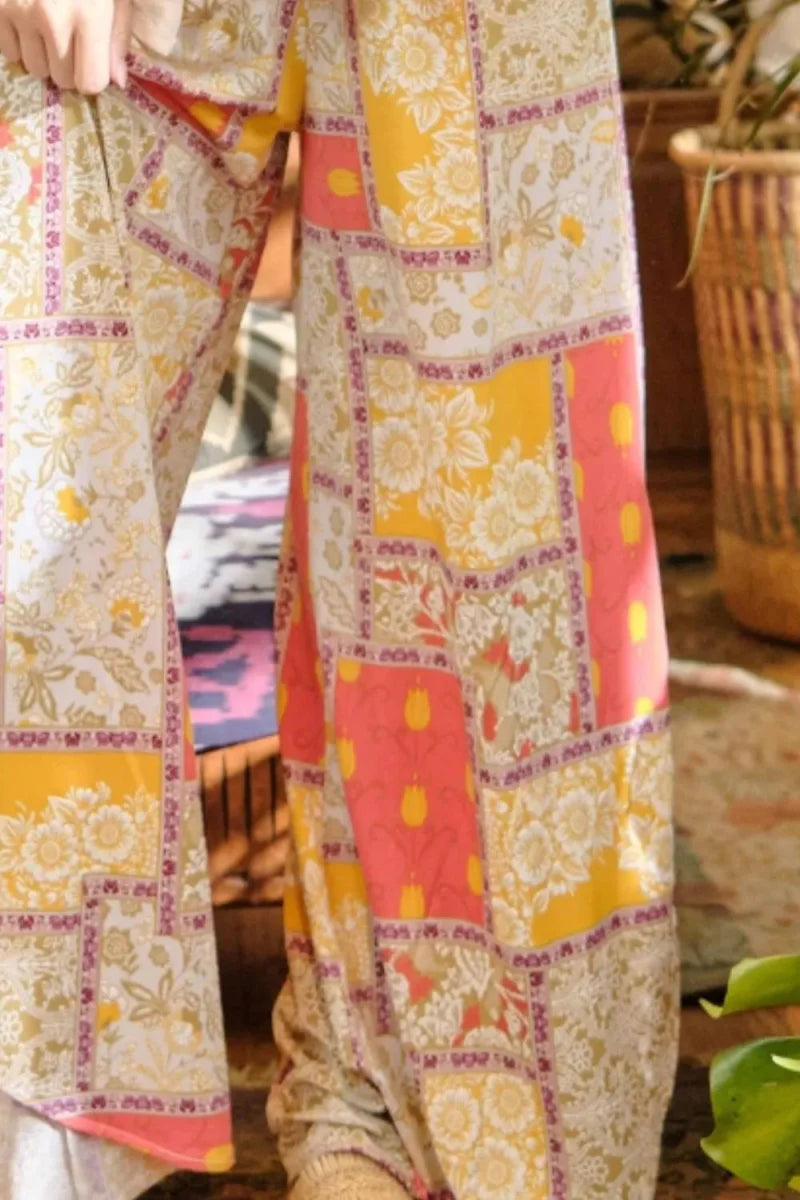 Trendsi Smocked Waist Wide Leg Pants Yellow Small