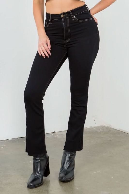 Ankle Cropped Flare Jean in Jet Black by GJG Denim
