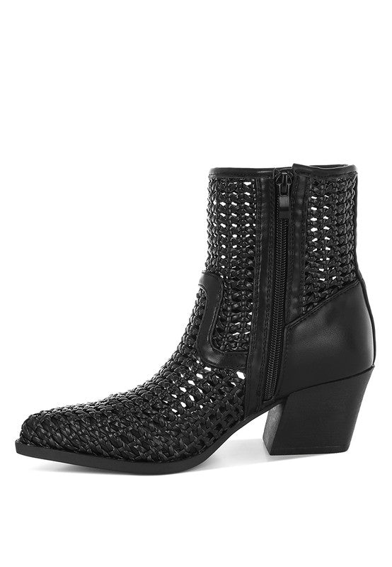 Rag Company Artisole Woven Pleather Block Heel Boots - Stylish Comfort Footwear