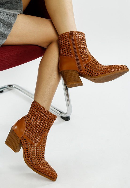 Rag Company Artisole Woven Pleather Block Heel Boots - Stylish Comfort Footwear