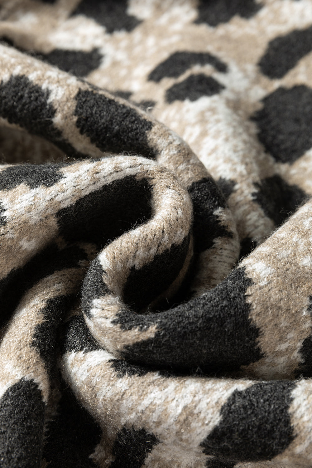 Carbon Grey Leopard Drop Shoulder Baggy Knit Sweater