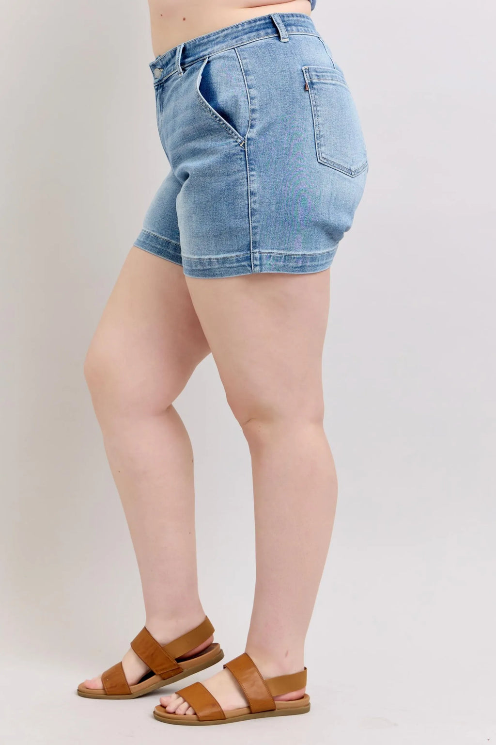 Judy Blue Plus Size High Rise Denim Shorts Light Blue Wash