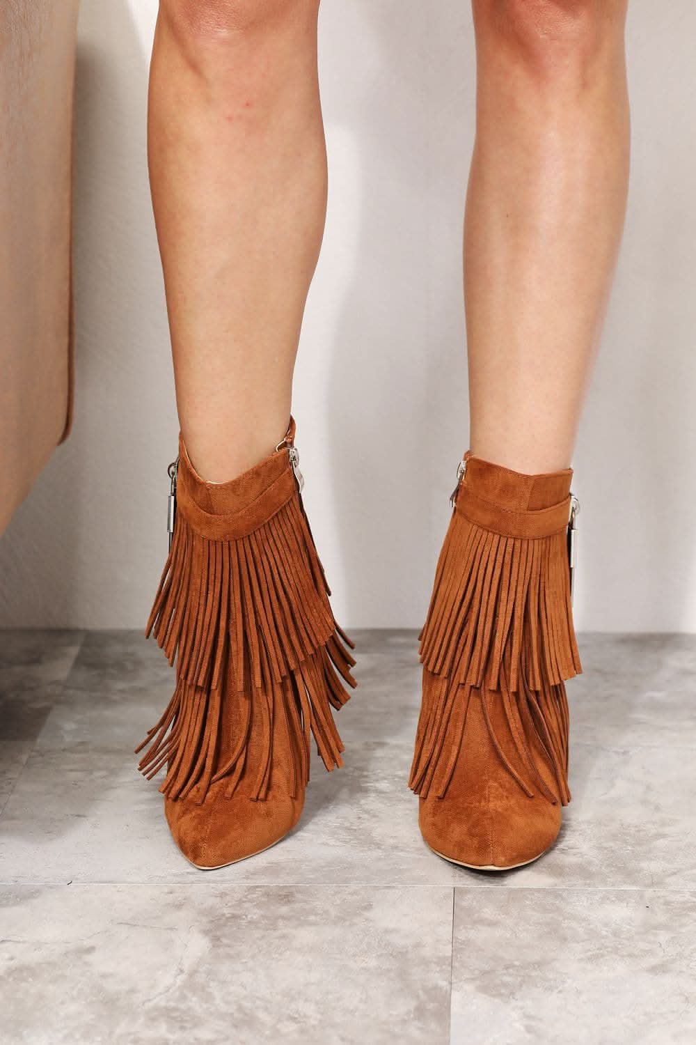 Chic women's tassel wedge ankle booties for stylish elegance