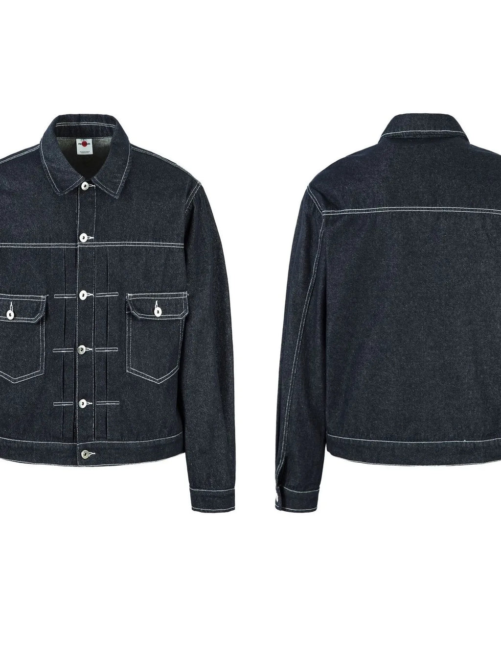 Men's Contrast Stitching Button Up Denim Jacket