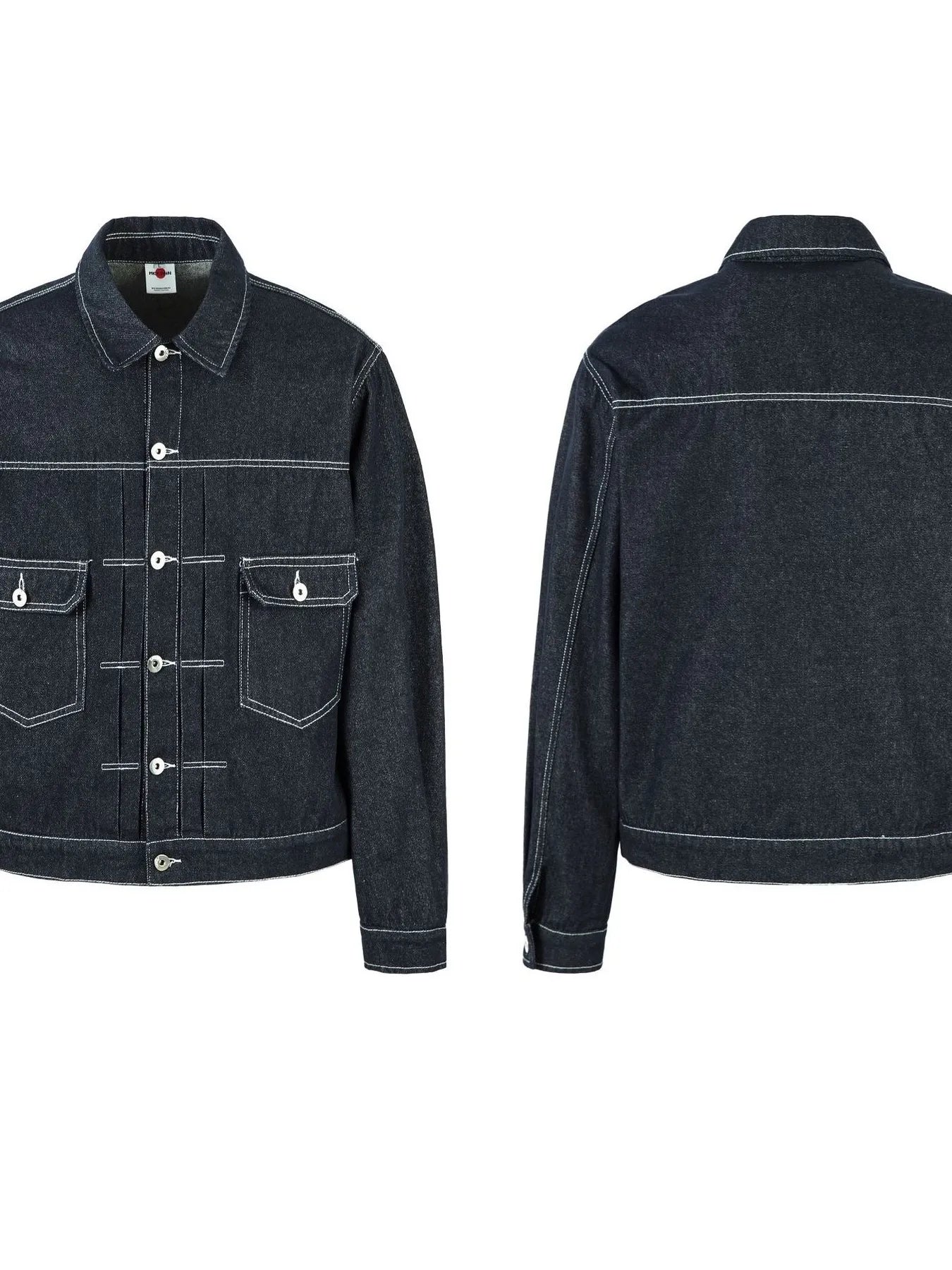 Men's Contrast Stitching Button Up Denim Jacket