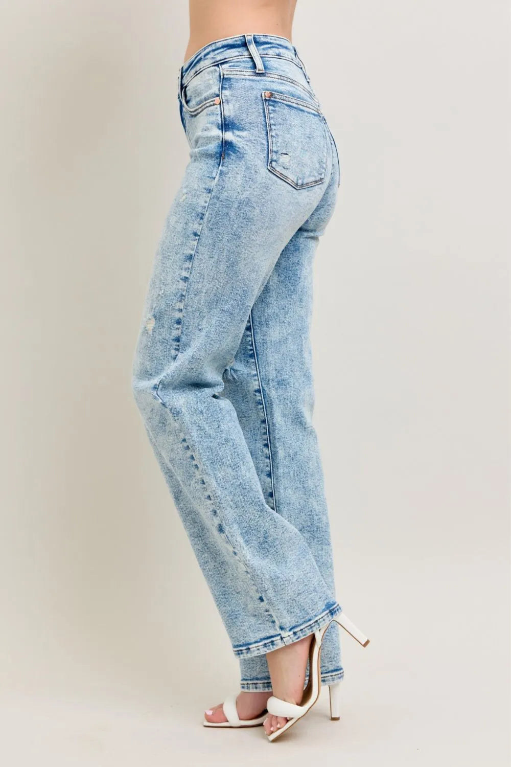 Judy Blue Mineral Wash Destroyed 90s Straight Jeans