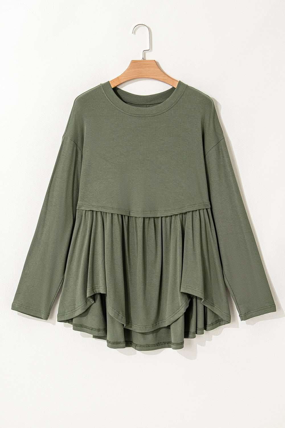 Mist green plus size babydoll top