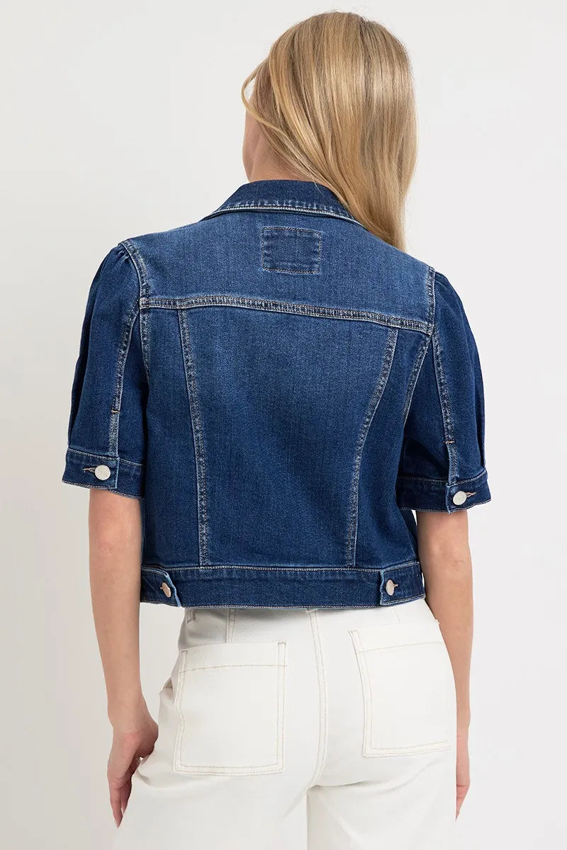 RISEN Puffed Short Sleeve Crop Denim Jackets
