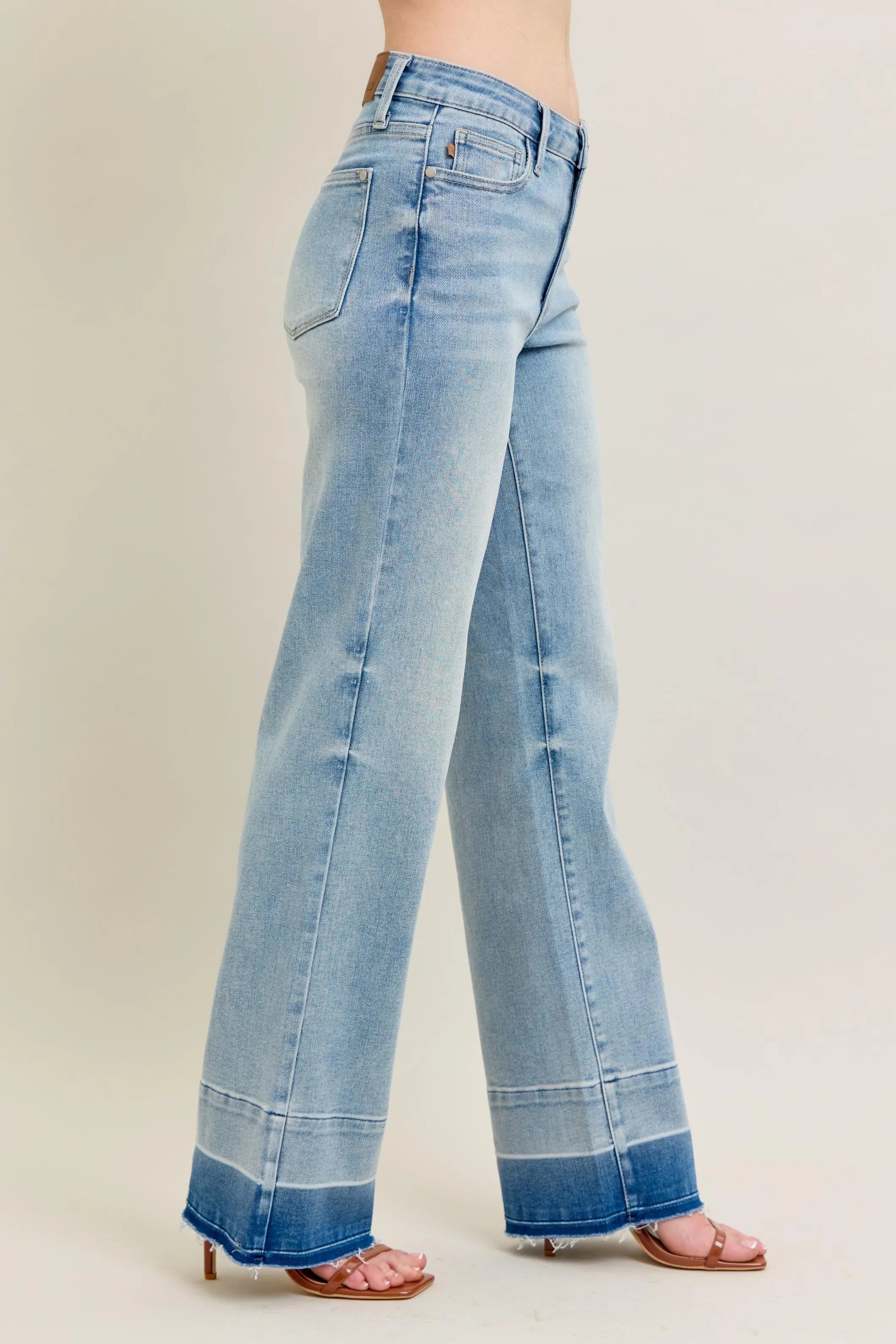 Judy Blue Plus Size Full Size Wide Leg Jeans with Released Hem