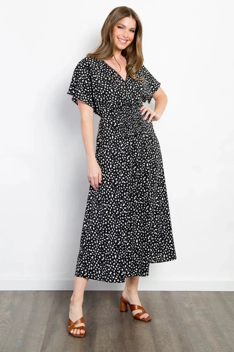 Trendsi Be Stage Full Size Printed Smocked Waist Dress for