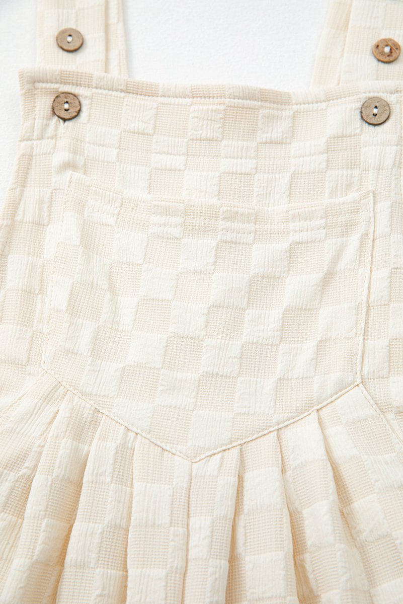 Love Salve  Beige Checkered Pocketed High Waist Wide Leg
