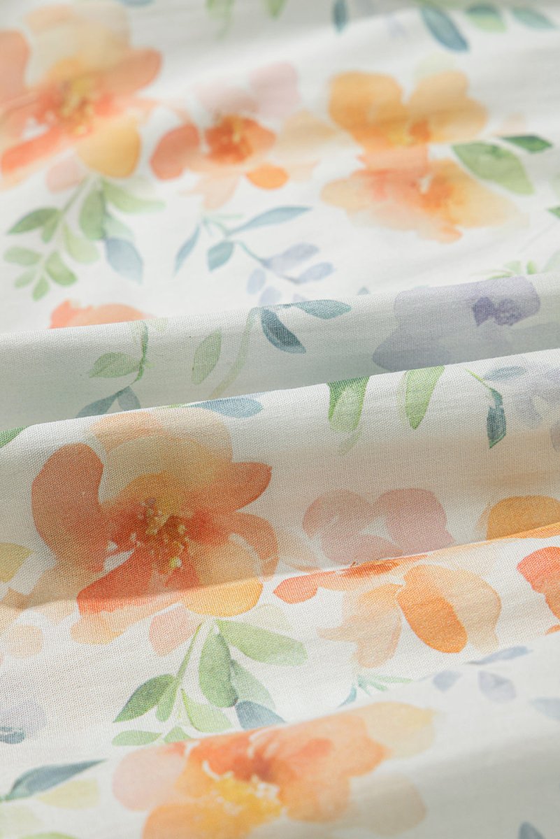 Love Salve  Beige Floral Print Shirred High Waist Puff