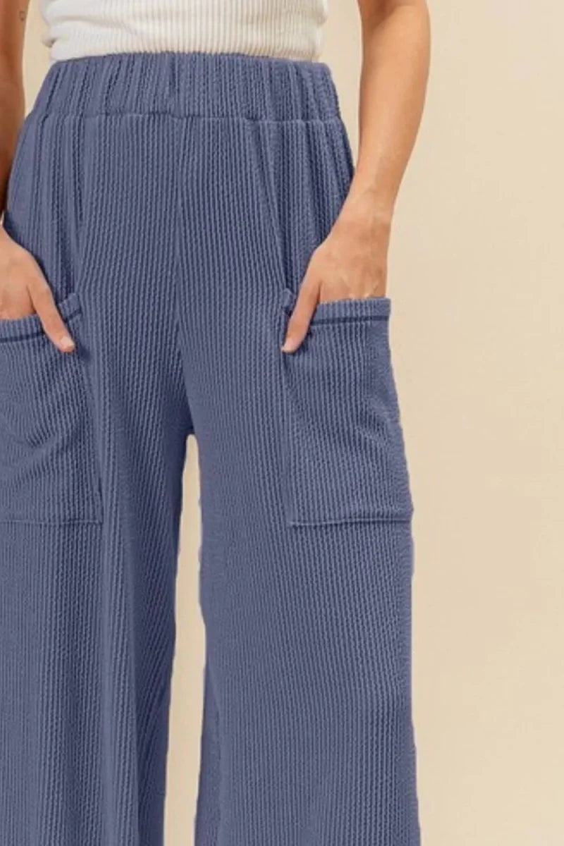 BiBi 2tone Cord Rib Waist Band Side Pocket Pants for Women