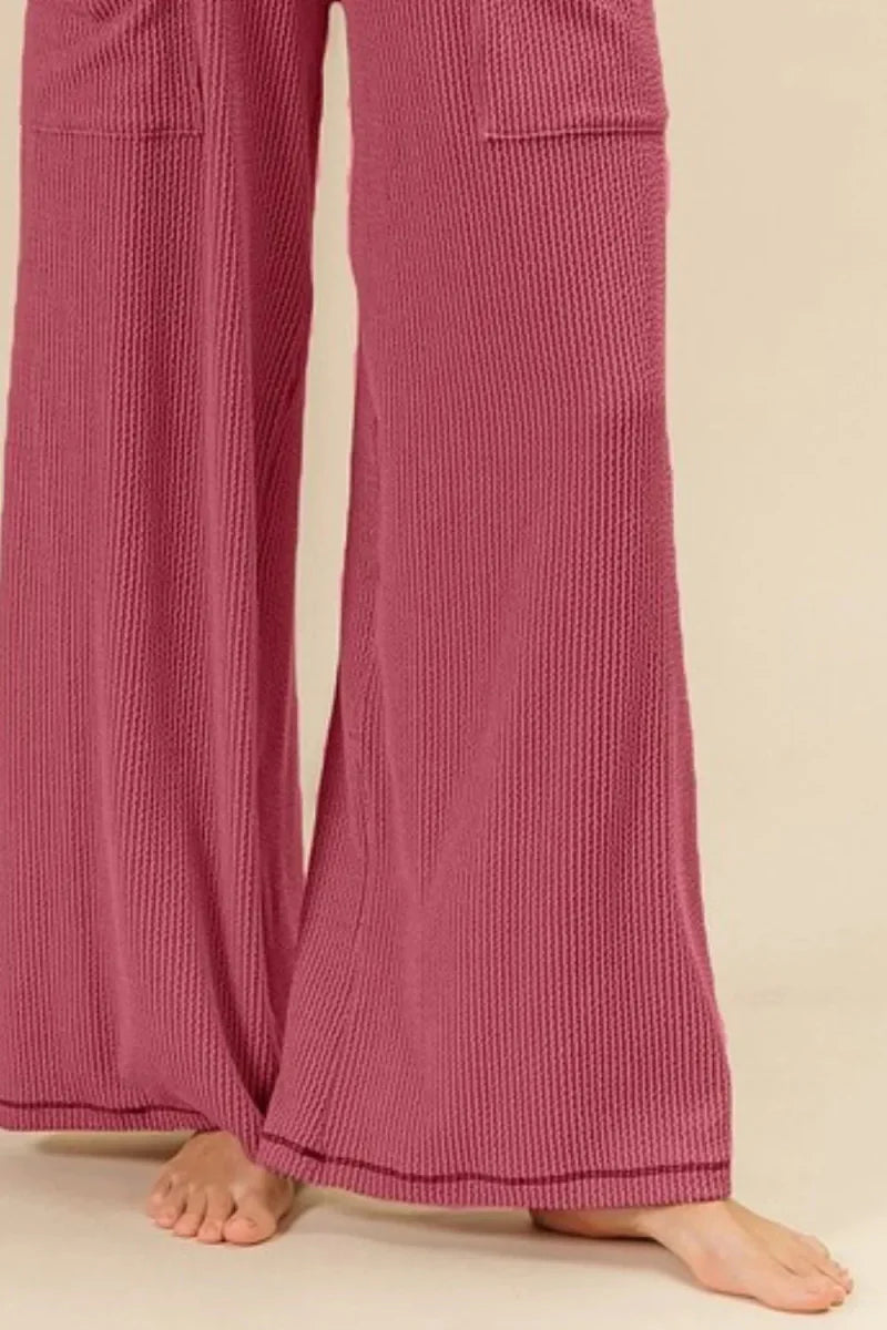 BiBi 2tone Cord Rib Waist Band Side Pocket Pants for Women