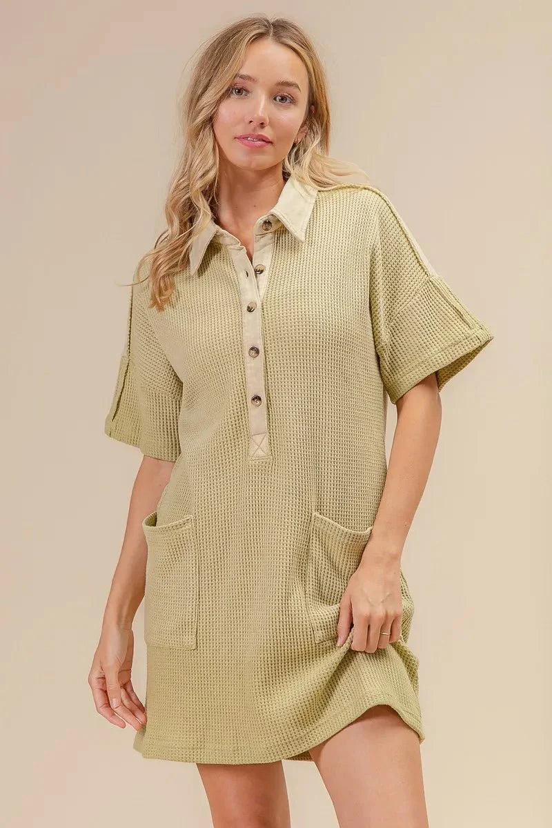 BiBi Dip Dye Mineral Washed Knit Dress for Casual Style