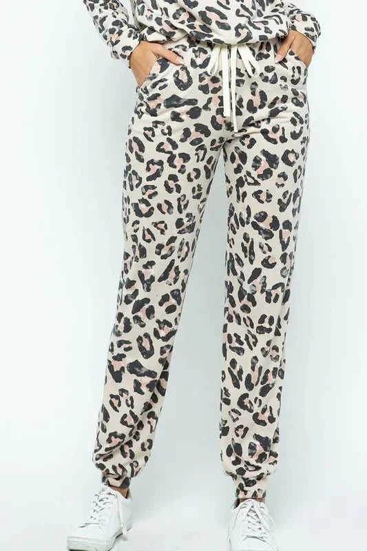 BiBi Leopard Casual Pants with Side Pockets for Women