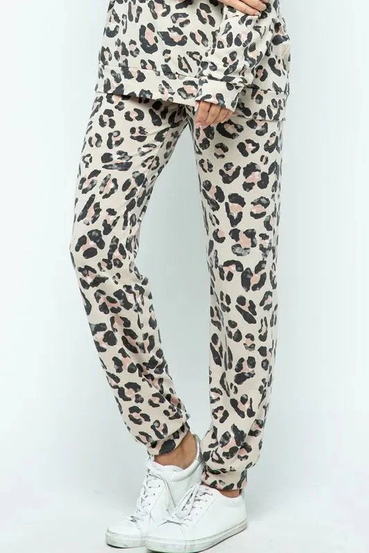 BiBi Leopard Casual Pants with Side Pockets for Women