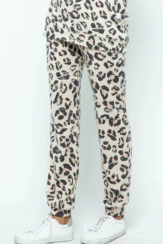BiBi Leopard Casual Pants with Side Pockets for Women
