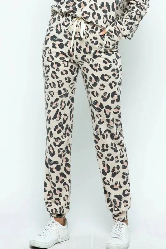 BiBi Leopard Casual Pants with Side Pockets for Women