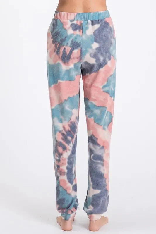 BiBi Tie Dye French Terry Casual Pants for Women