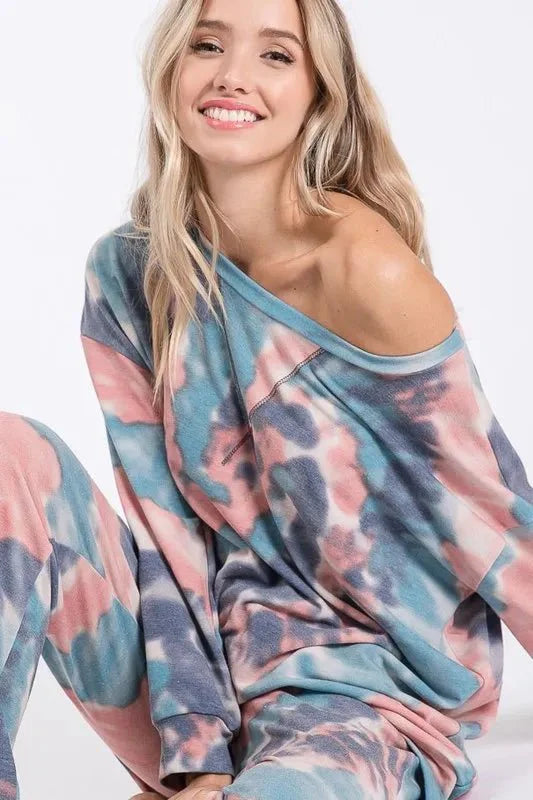 BiBi Tie Dye French Terry Casual Pants for Women