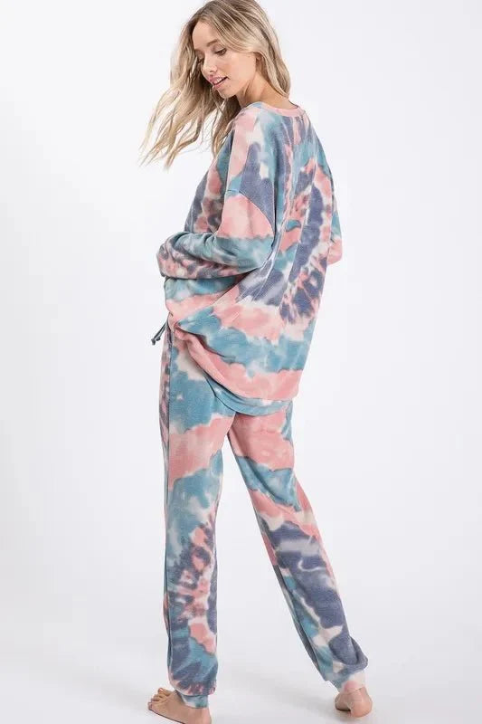 BiBi Tie Dye French Terry Casual Pants for Women