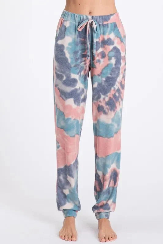 BiBi Tie Dye French Terry Casual Pants for Women