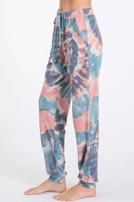 BiBi Tie Dye French Terry Casual Pants for Women