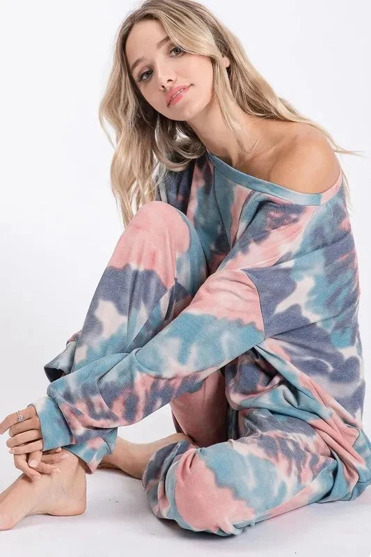 BiBi Tie Dye French Terry Casual Pants for Women