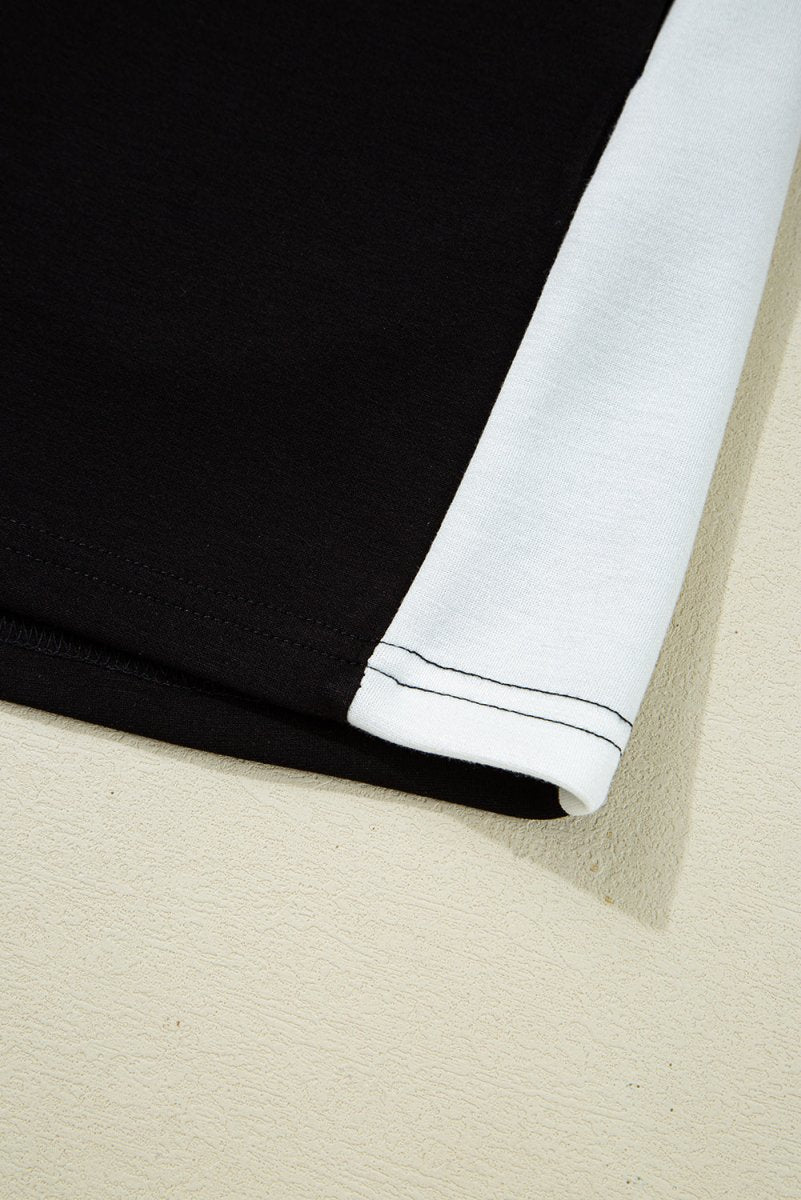 Black Contrast Collar Patchwork Zip Front Romper for Women