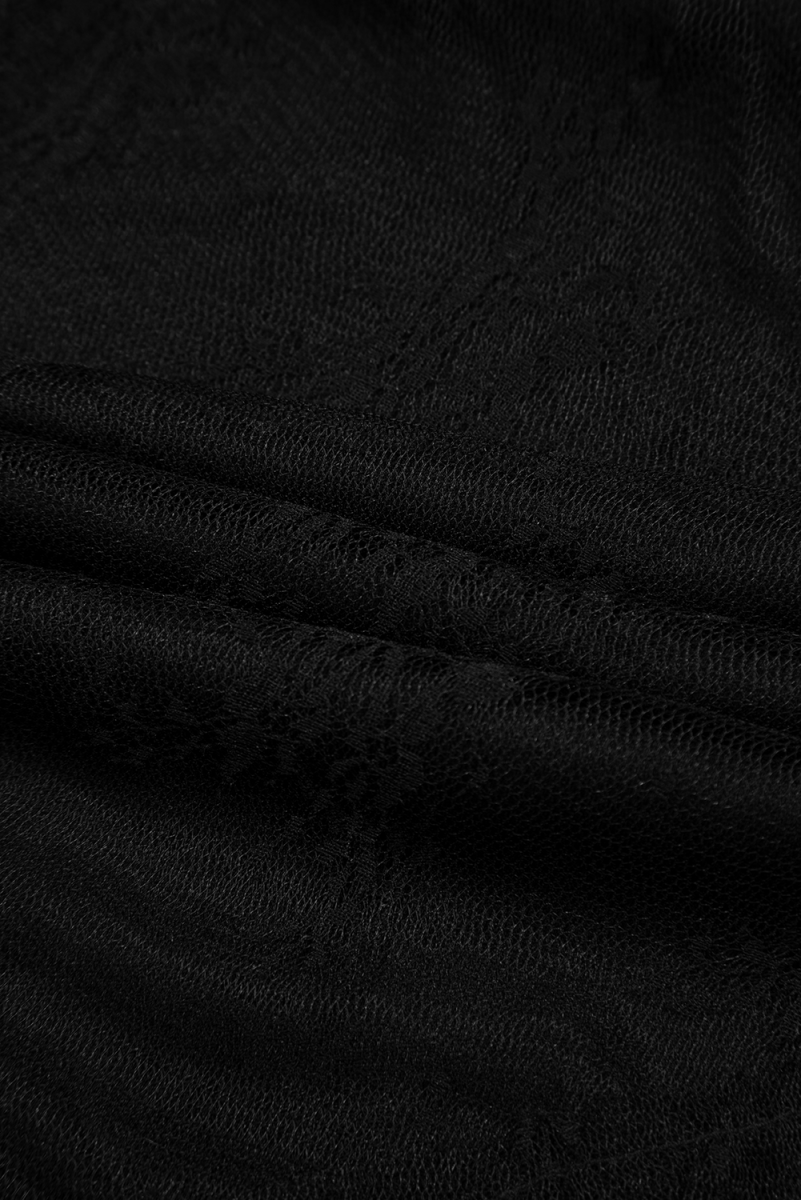 Black Lace Cascading Tiered High Waist Maxi Skirt Women