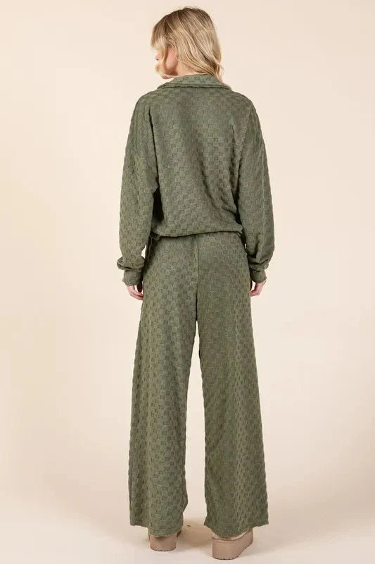BOMBOM Tied Checkered Wide Leg Pants for Trendy Style