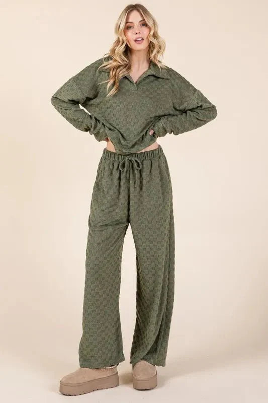 BOMBOM Tied Checkered Wide Leg Pants for Trendy Style