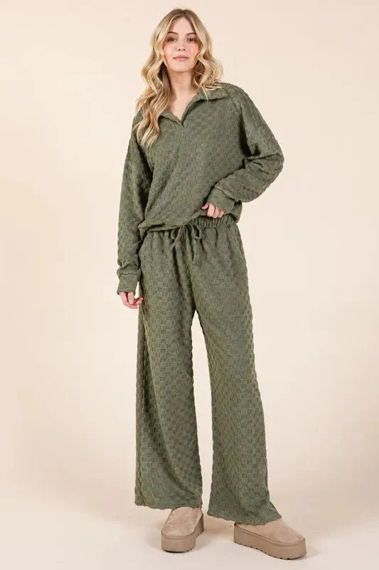 BOMBOM Tied Checkered Wide Leg Pants for Trendy Style