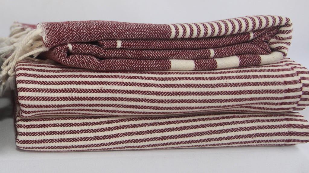 Basiclayersca Burgundy Monte Carlo Turkish Towel 40 Inch by