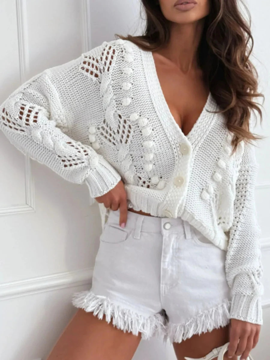 Button Up V-Neck Cardigan