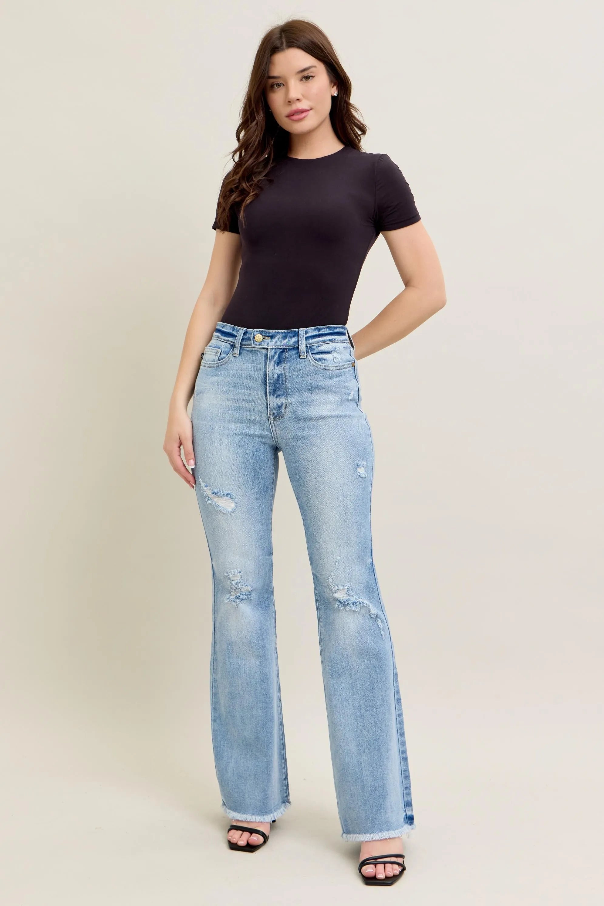 Judy Blue High Waist Flare Jeans Shield Pockets Plus Size