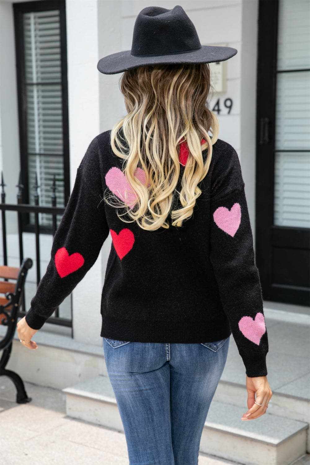 Cozy heart dropped shoulder sweater