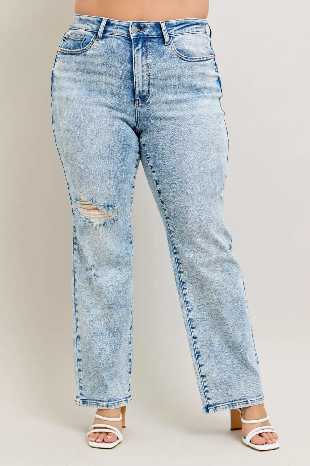 Judy Blue Mineral Wash Destroyed 90s Straight Jeans