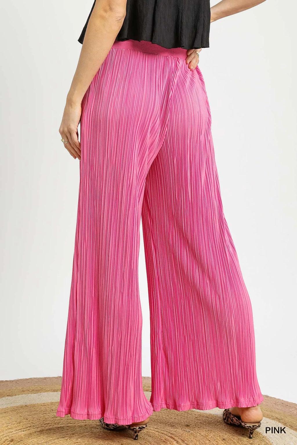 Umgee Wide Leg Textured Pants