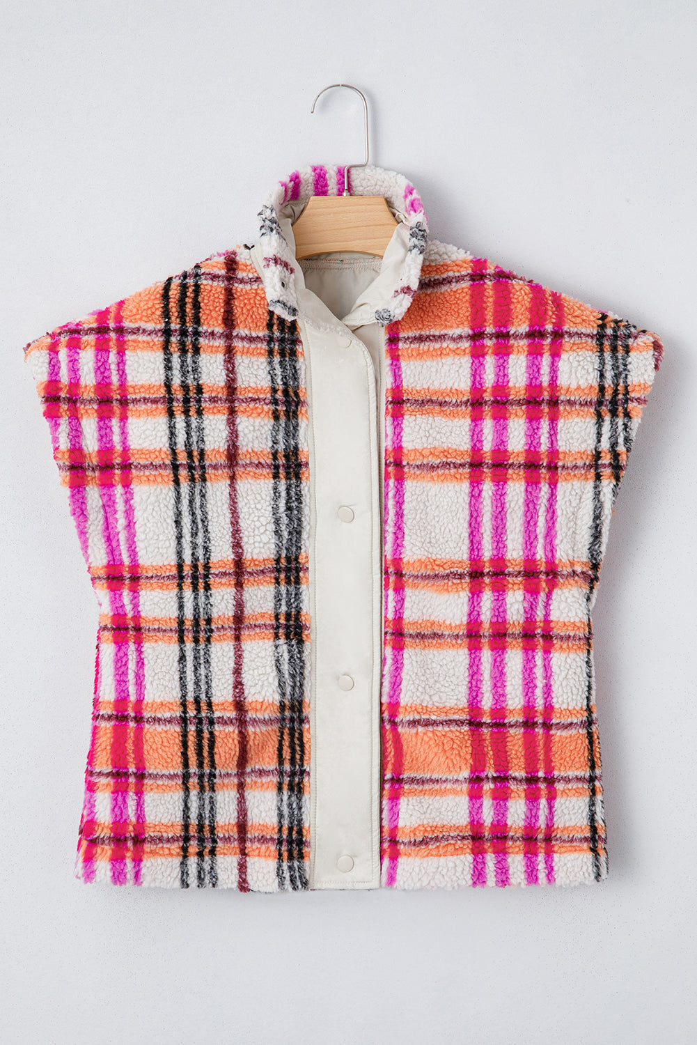 Rose Sherpa Plaid Jacket Vest