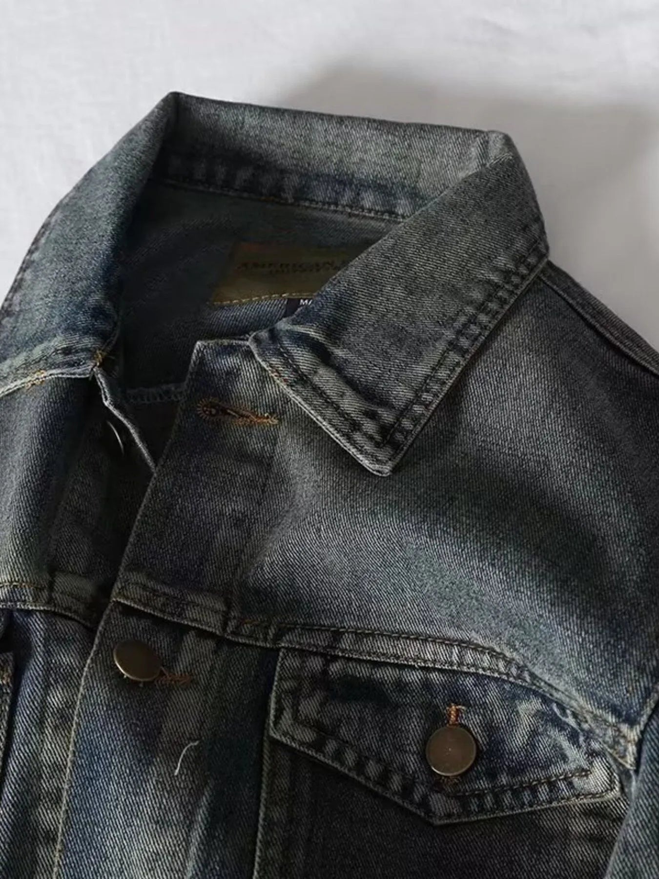 Men's Plus Size Button Up Long Sleeve Denim Jacket